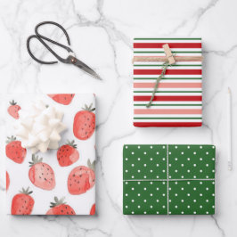 Strawberry Print/Pattern Wrapping Paper Sheets