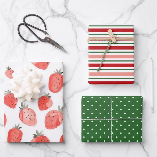 Strawberry Print/Pattern Wrapping Paper Sheets (Voorkant)