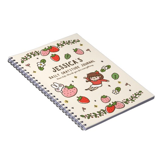 Strawberry Rabbit Dankbaarheid Journaal Gepersonal Notitieboek (Rechterzijde)
