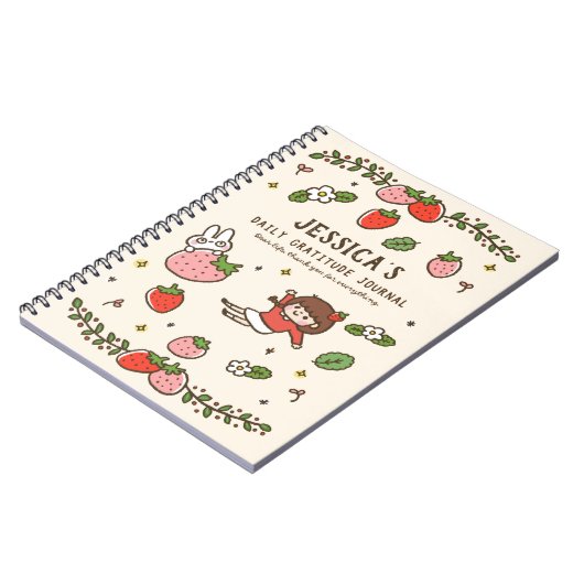 Strawberry Rabbit Dankbaarheid Journaal Gepersonal Notitieboek (Linkerzijde)