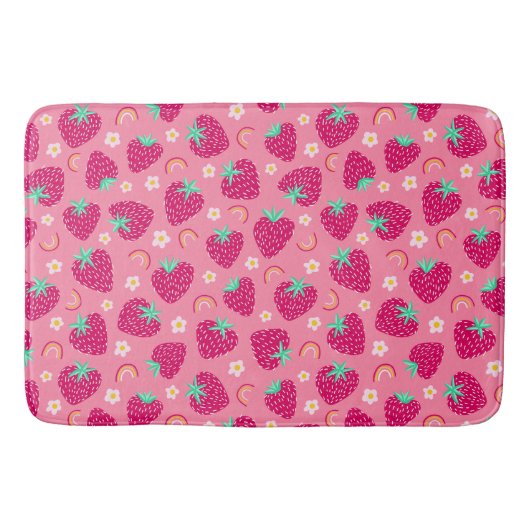Strawberry Rainbow Daisy patroon Badmat (Voorkant)