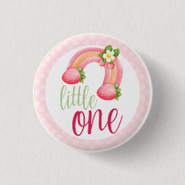 Strawberry Rainbow Gnome Baby Girl's 1e verjaardag Ronde Button 3,2 Cm