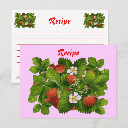 Strawberry Recipcard Briefkaart (Voorkant / Achterkant)