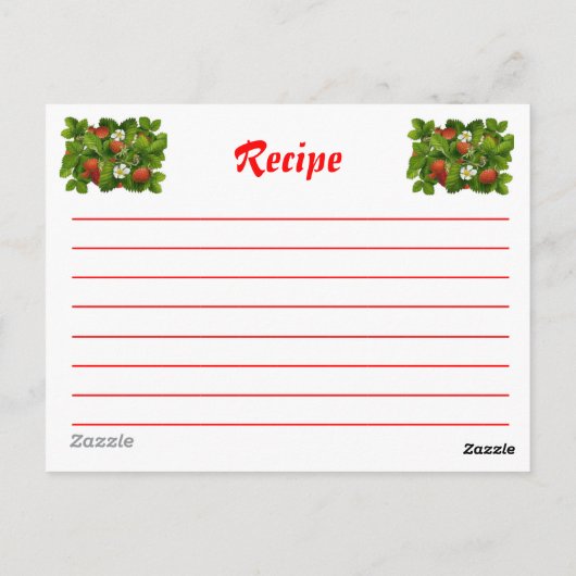 Strawberry Recipcard Briefkaart (Achterkant)
