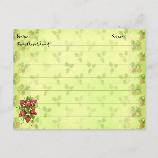 Strawberry Recipe Kards Briefkaart (Voorkant)