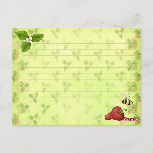 Strawberry Recipe Kards Briefkaart (Achterkant)