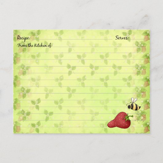 Strawberry Recipe Kards Briefkaart (Voorkant)