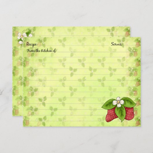 Strawberry Recipe Kards Briefkaart (Voorkant / Achterkant)