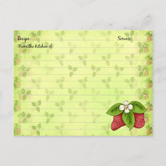 Strawberry Recipe Kards Briefkaart (Voorkant)