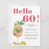 Strawberry Red Cocktail Drink 60ste verjaardag Kaart (Voorkant)