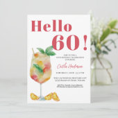 Strawberry Red Cocktail Drink 60ste verjaardag Kaart (Staand voorkant)