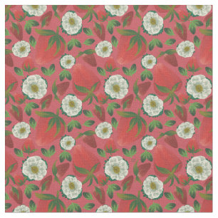 Strawberry Red Floral Pattern Stof