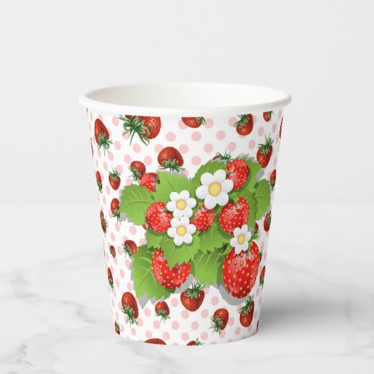 Strawberry Red Papieren Bekers (Voorkant)
