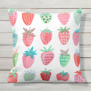 Strawberry Red Pattern Buitenkussen