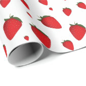 Strawberry Red White Fruit Food Patroon Cadeaupapier (Rol Hoek)