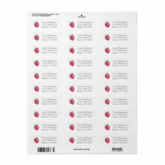 Strawberry Return Address Label (Full Sheet)