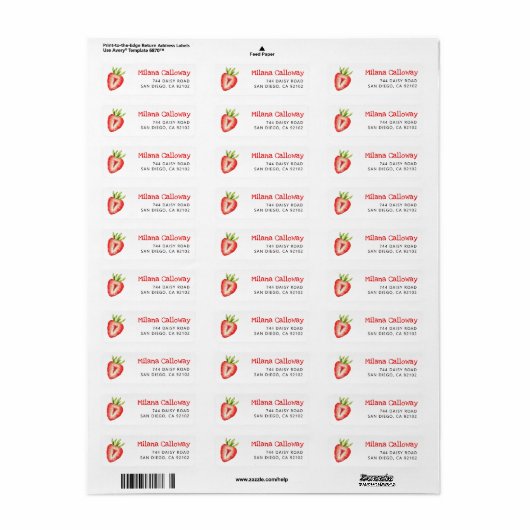 Strawberry Return Address Label (Full Sheet)