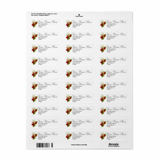 Strawberry Return Address Labels aardbeien (Full Sheet)