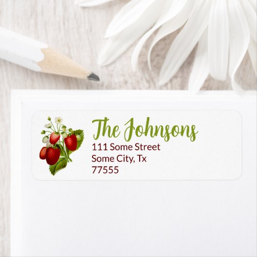 Strawberry Return Address Labels aardbeien (Insitu)