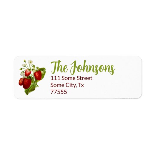 Strawberry Return Address Labels aardbeien (Voorkant)