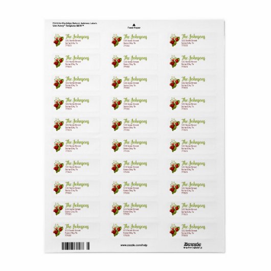 Strawberry Return Address Labels aardbeien (Full Sheet)