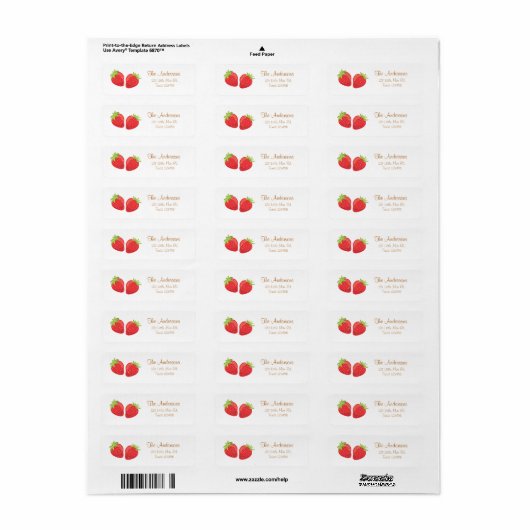 Strawberry Return Address Labels Zomerfruit (Full Sheet)