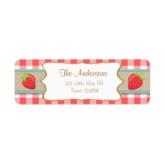 Strawberry Return Address Labels Zomerfruit (Voorkant)