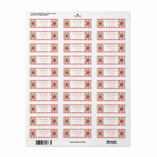 Strawberry Return Address Labels Zomerfruit (Full Sheet)