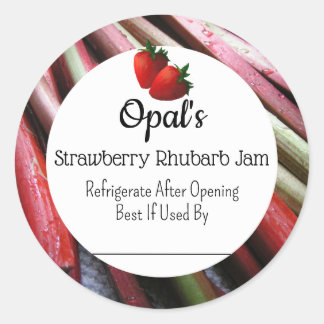 Strawberry Rhubarb Jam Custom Canning Jar Sticker