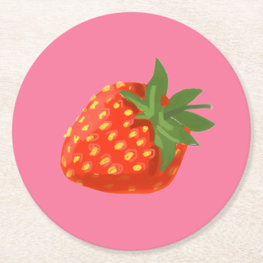 Strawberry Ronde Kartonnen Onderzetter (Voorkant)