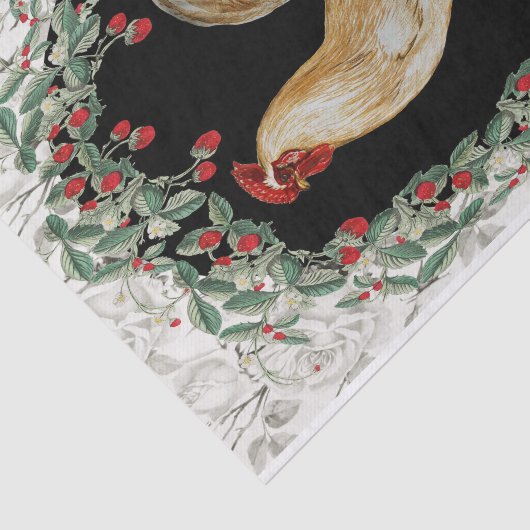 Strawberry Rooster Two Tissuepapier (Detail)