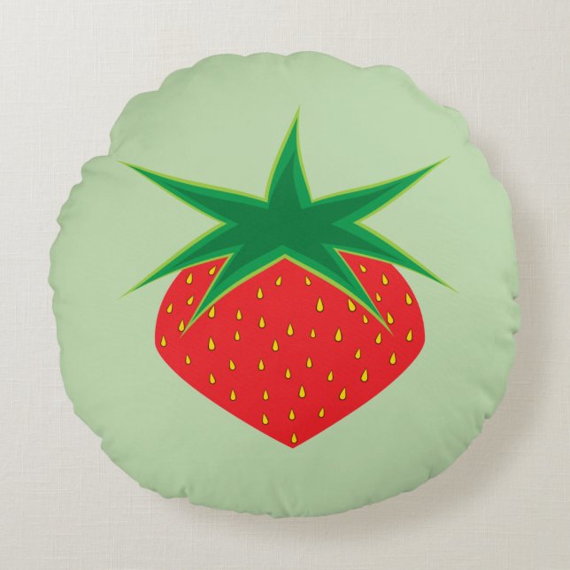 Strawberry Round Pillow Rond Kussen (Voorkant)