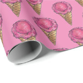 Strawberry roze ijsschoorsteenspringer cadeaupapier (Rol Hoek)