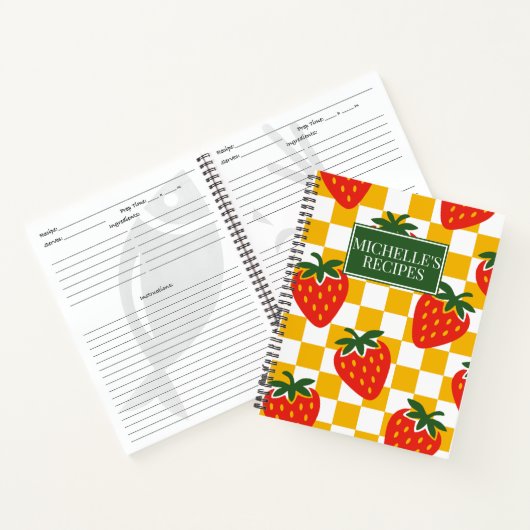 Strawberry Rustic Farmhouse Country Check Recipe Notitieboek (Binnen)