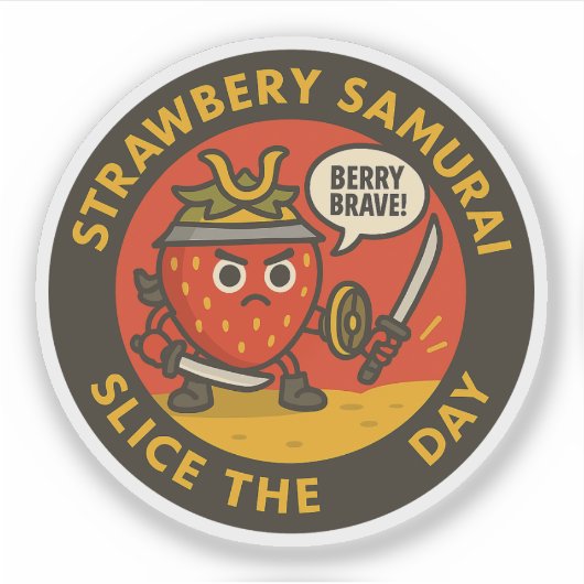 Strawberry Samurai Slice The Day  Sticker (Voorkant)