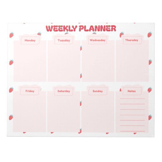 Strawberry Schattigee weekplanner bureau Notitieblok (Voorkant)