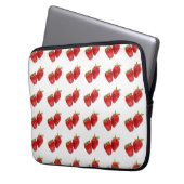 Strawberry Seamless Pattern - Cute Red Fruit on Wh Laptop Sleeve (Voorkant Links)