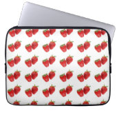Strawberry Seamless Pattern - Cute Red Fruit on Wh Laptop Sleeve (Voorkant)