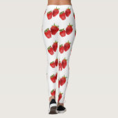 Strawberry Seamless Pattern - Cute Red Fruit on Wh Leggings (Achterkant)