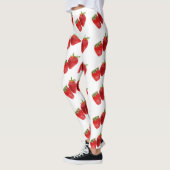 Strawberry Seamless Pattern - Cute Red Fruit on Wh Leggings (Links)