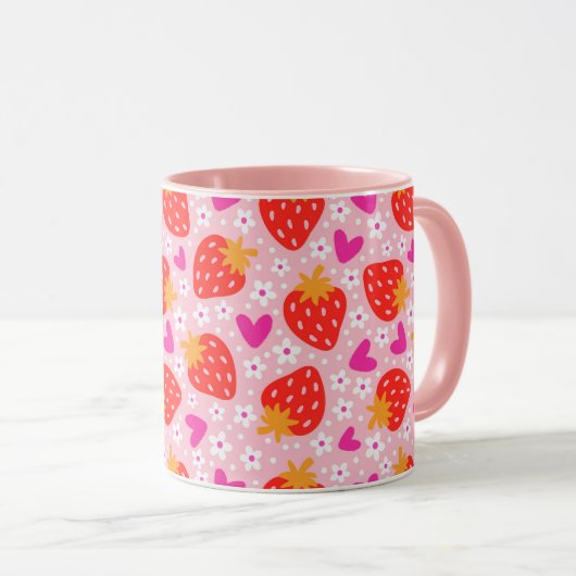 Strawberry Seamless Pattern Mok (Voorkant rechts)