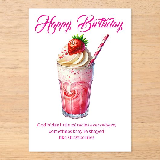 Strawberry Shake Christian Greeting Card Acryl Uitnodigingen (Voorkant)