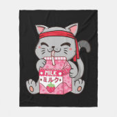 Strawberry Shake Strawberry Milk Cat Kawaii Neko A Fleece Deken (Voorkant)
