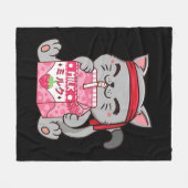 Strawberry Shake Strawberry Milk Cat Kawaii Neko A Fleece Deken (Voorkant (Horizontaal))