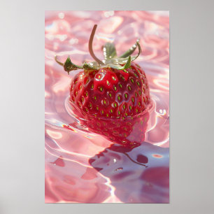 Strawberry Shimmering Licht Roze Water Surface Pos Poster