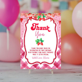Strawberry Shortcake 1st Birthday Thank You Card Kaart