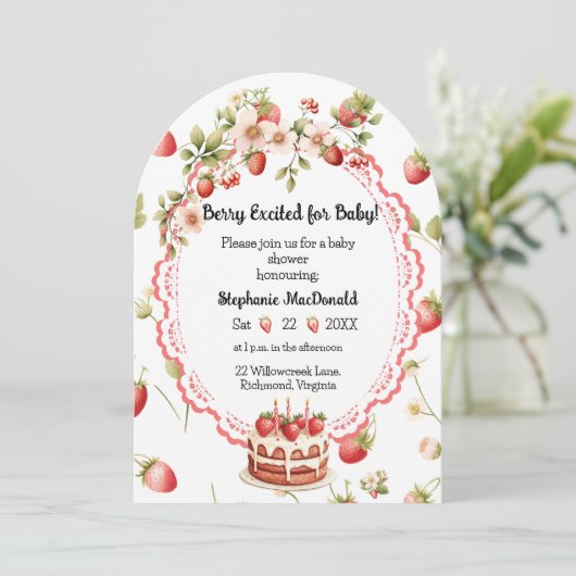 Strawberry Shortcake Baby shower Uitnodiging (Staand voorkant)