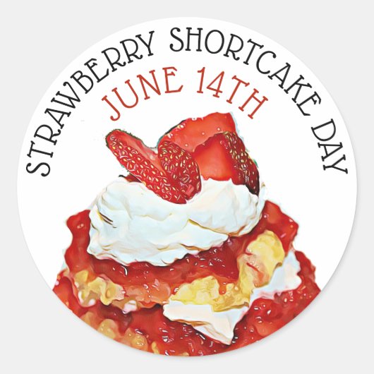 Strawberry Shortcake Day 14 juni Button. Ronde Sticker (Voorkant)