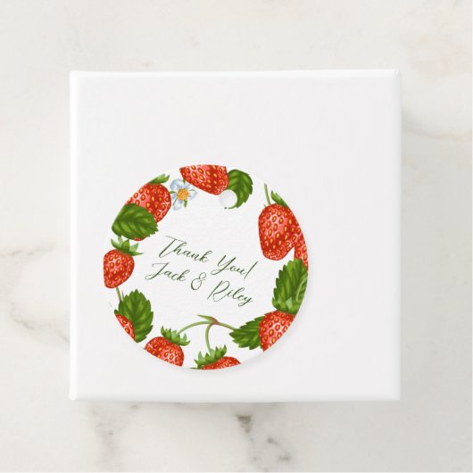 Strawberry Shortcake Wedding Favor Label (In situ)