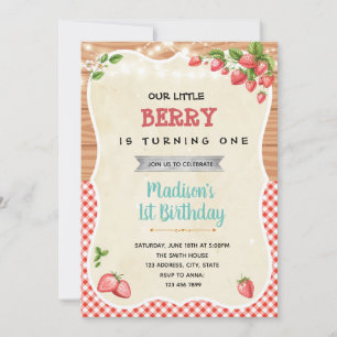 Strawberry shower verjaardagsfeestje uitnodiging